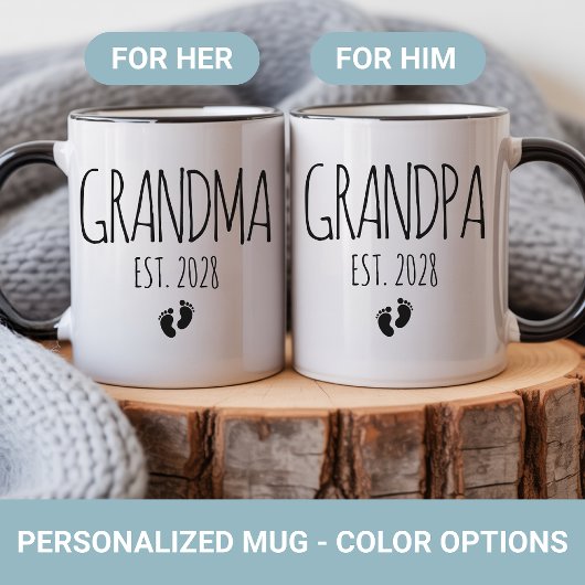 Personalized Grandparents Mug Set Baby Shower Gift