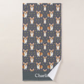 Personalized Gray Corgi Dog Badhanddoek (Badhanddoek)