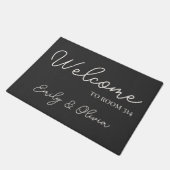 Personalized Gray Ivory Dorm Doormat with Names Deurmat (Schuin)