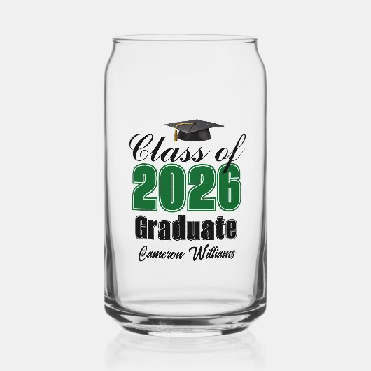 Personalized Green Class of 2026 Graduation Blikvorm Glas (Voorkant)