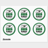 Personalized Green Class of 2026 Graduation Party Ronde Sticker (Vel)