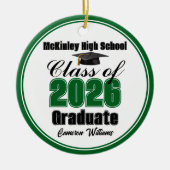 Personalized Green Class of 2026 Graduation Photo Keramisch Ornament (Voorkant)