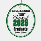 Personalized Green Class of 2026 Graduation Photo Keramisch Ornament (Links)