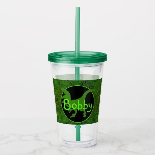 Personalized Green Dinosaur Hide Acryl Drinkbeker (Voorkant)