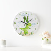 Personalized Green Dinosaur Nursery Large Clock Grote Klok (Huis)