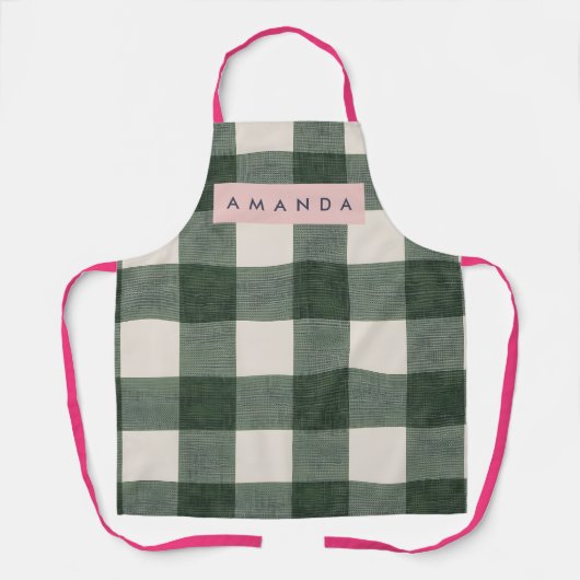 Personalized Green Gingham Checkered Schort (Voorkant)