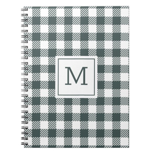 Personalized Green Gingham Plaid Monogram Notitieboek (Voorkant)