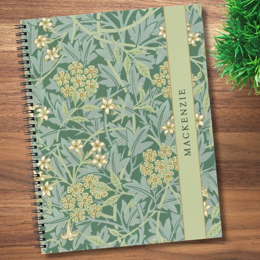 Personalized Green Jasmine Floral Pattern Notitieboek