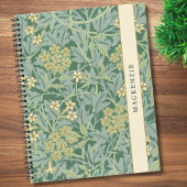 Personalized Green Jasmine Floral Pattern Notitieboek