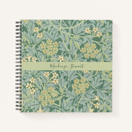 Personalized Green Jasmine Floral Pattern Notitieboek (Voorkant)