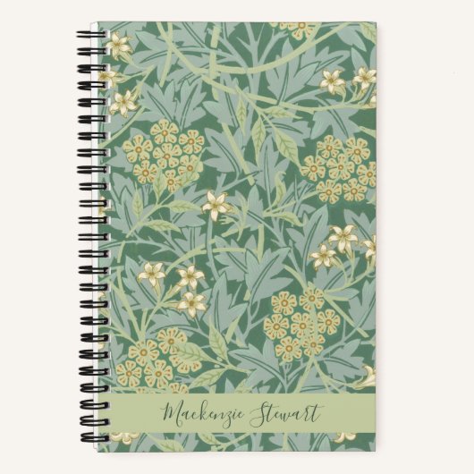 Personalized Green Jasmine Floral Pattern Notitieboek (Voorkant)