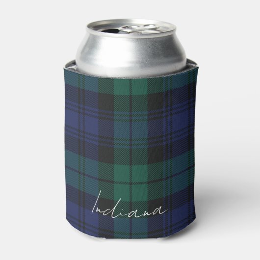 Personalized Green Plaid Checkered Rustic Tartan Blikjeskoeler (Blikje Voorkant)