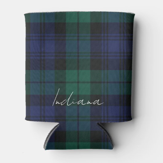 Personalized Green Plaid Checkered Rustic Tartan Blikjeskoeler (Voorkant)
