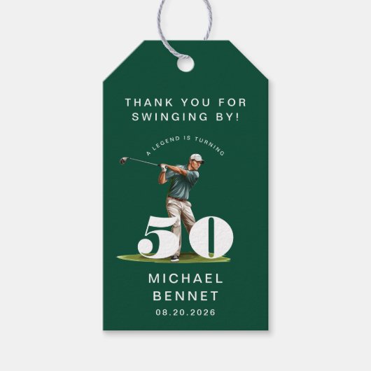 Personalized Green Sports Golf 50th Birthday Cadeaulabel (Voorkant)