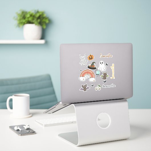 Personalized Groovy Halloween Fun Set  Sticker (Laptop op bureau)
