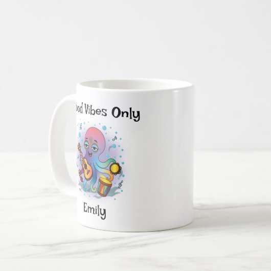 Personalized Groovy Octopus Mug – Retro Hippie Koffiemok (Voorkant links)