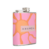 Personalized Groovy Orange and Pink Retro Flower Heupfles (Rechts)