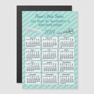 Personalized Hair Salon Mini Calendar Magnet 2019 Magnetische Uitnodiging
