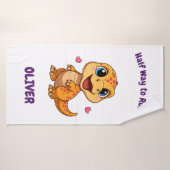 Personalized Halfway to One Dinosaur 6 Month Badhanddoek (Badhanddoek)