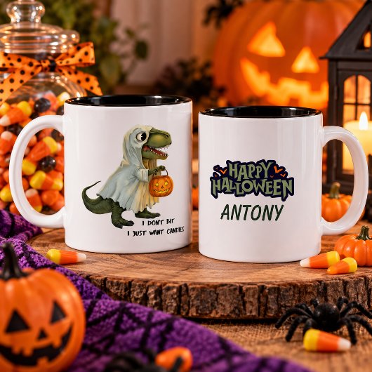Personalized Halloween Dinosaur Mug