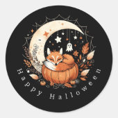 Personalized Halloween Fox and Ghost  Ronde Sticker (Voorkant)