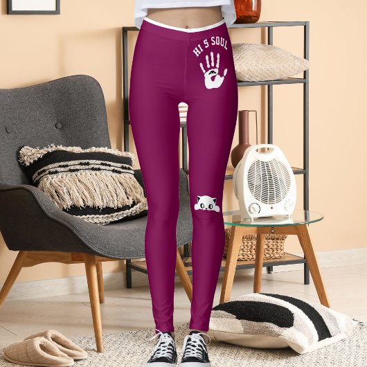 Personalized Hand Cat Pet Wine White Stripes Gift Leggings