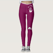 Personalized Hand Cat Pet Wine White Stripes Gift Leggings (Voorkant)