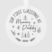 Personalized Hand Drawn First Christmas as Mom and (dos)