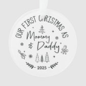 Personalized Hand Drawn First Christmas as Mom and (devant)
