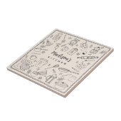 Personalized Hand Drawn Kitchen Cooking Utensils  Tegeltje (Zijkant)