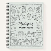 Personalized Hand Drawn Kitchen Utensils Recipe Notitieboek (Voorkant)