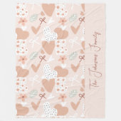 Personalized hand drawn, love, ribbons and hearts fleece deken (Voorkant)