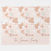 Personalized hand drawn, love, ribbons and hearts fleece deken (Voorkant (Horizontaal))
