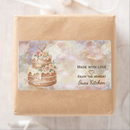 Personalized "Handmade with Love" Pink Beige Cake Etiket