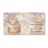 Personalized "Handmade with Love" Pink Beige Cake Etiket (Voorkant)