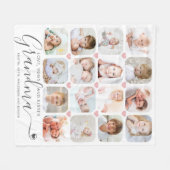 Personalized Handwritten Grandma 16 Foto Hearts Fleece Deken (Voorkant (Horizontaal))