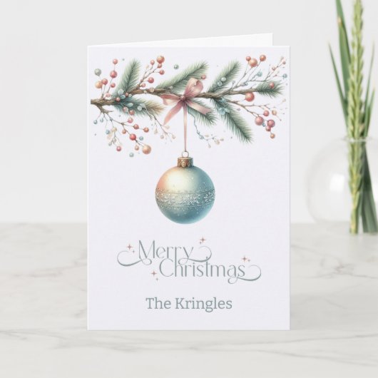 Personalized Hanging Ornament Christmas Card Kaart (Voorkant)