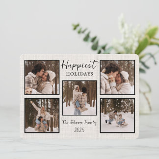Personalized Happiest Holidays Card with Photos Feestdagenkaart