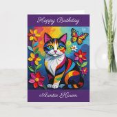 Personalized Happy Birthday for Her | Cute Cat Kaart (Voorkant)
