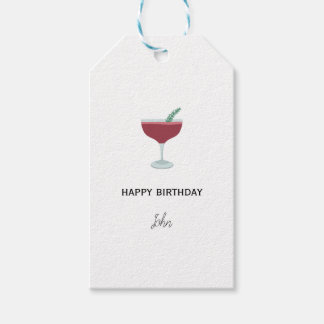 Personalized Happy Birthday Gift Tag with Cocktail Cadeaulabel