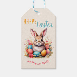 Personalized Happy Easter Bunny Eggs Family  Cadeaulabel