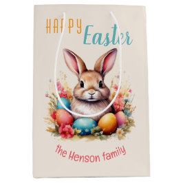 Personalized Happy Easter Bunny Eggs Family  Medium Cadeauzakje