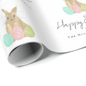 Personalized Happy Easter Bunny Watercolor Cadeaupapier (Rol Hoek)