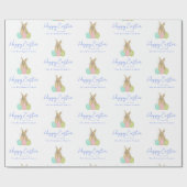 Personalized Happy Easter Bunny Watercolor Cadeaupapier (Vlak)