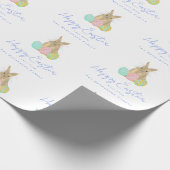 Personalized Happy Easter Bunny Watercolor Cadeaupapier (Hoek)