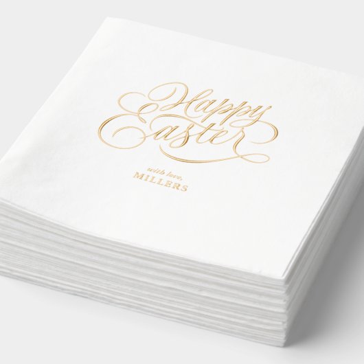 Personalized Happy Easter Elegant Typography Folie Servetten (Detail)