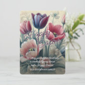 Personalized Happy Easter Tulips Easter Card Feestdagenkaart (Staand voorkant)