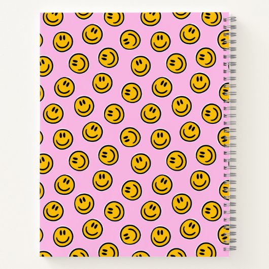 Personalized Happy Face Pastel Preppy Notebook Notitieboek (Achterkant)