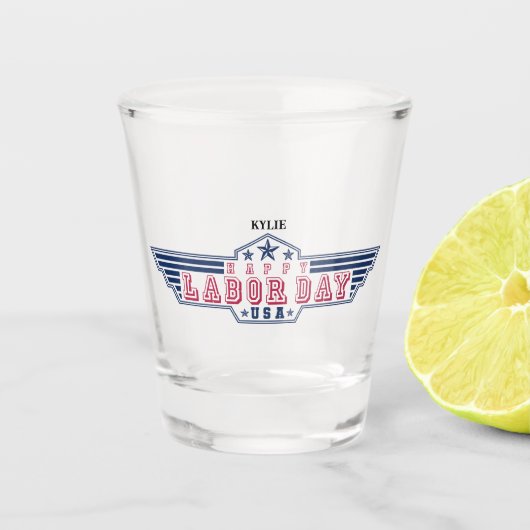 Personalized Happy Labor Day Shot Glas (Voorkant)