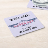 Personalized Happy Labor Day Vierkante Kartonnen Onderzetter (Schuin)